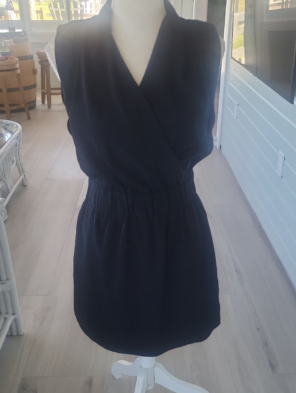 Express Black Sleeveless Wrap-Style Mini Dress